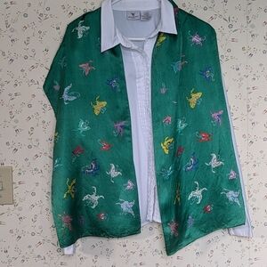 💚 Silk Butterfly Scarf Vintage Smithsonian Institute Piece